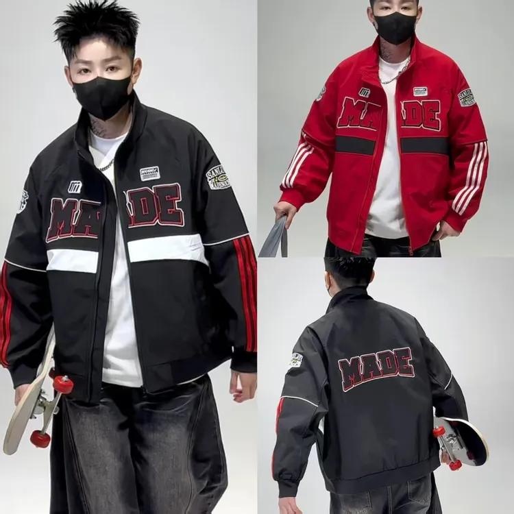 (单外套新）青少年男生机车棒球服外套港风刺绣男帅气飞行服26818