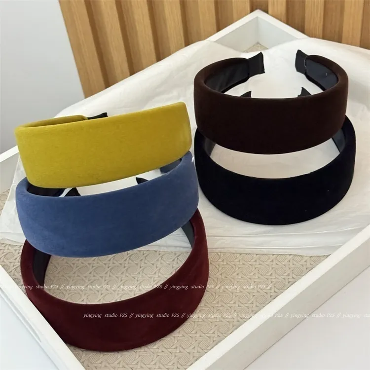 韩版秋冬新色系丝绒海绵发箍高颅顶显脸小头箍网红气质外出压发卡