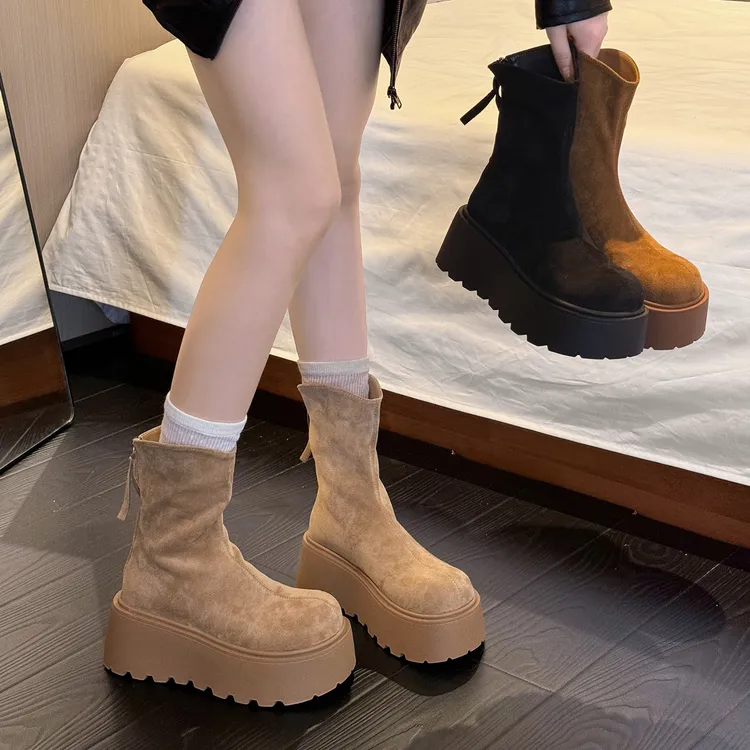 贾不假厚底增高勃肯靴女款2025新款秋季超火百搭显瘦马丁靴瘦瘦靴