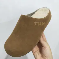 外穿磨砂厚底保暖毛绒包头拖鞋K-8