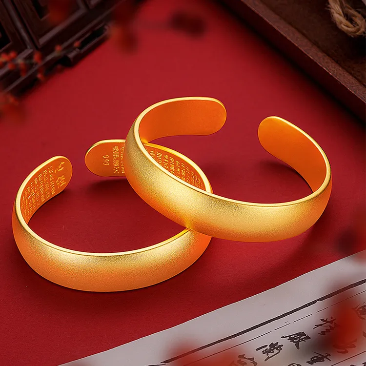 铜合金手镯 古法素圈泥鳅背宽版民族风开口手镯 卡12mm