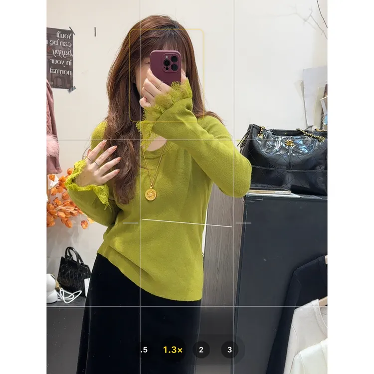 NS「迷醉森林」ins新款气质拼接蕾丝手袖设计感U领毛针织衫毛衣