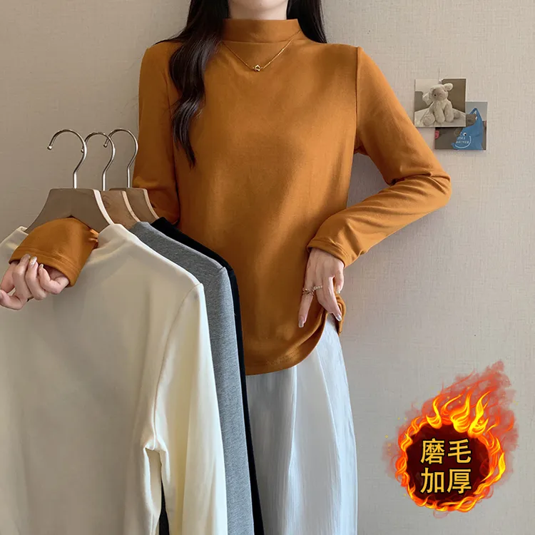 2025秋冬胖mm大码女百搭高领加厚磨毛内搭打底衫长袖上衣A2646