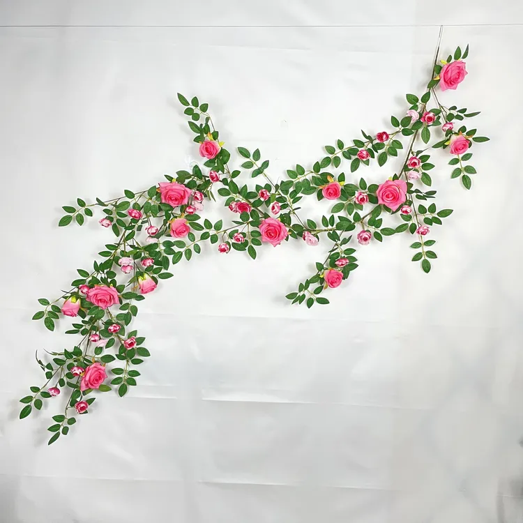 【买5送1】49朵仿真玫瑰蔷薇花藤条可缠绕空调管道墙面植物遮挡装饰