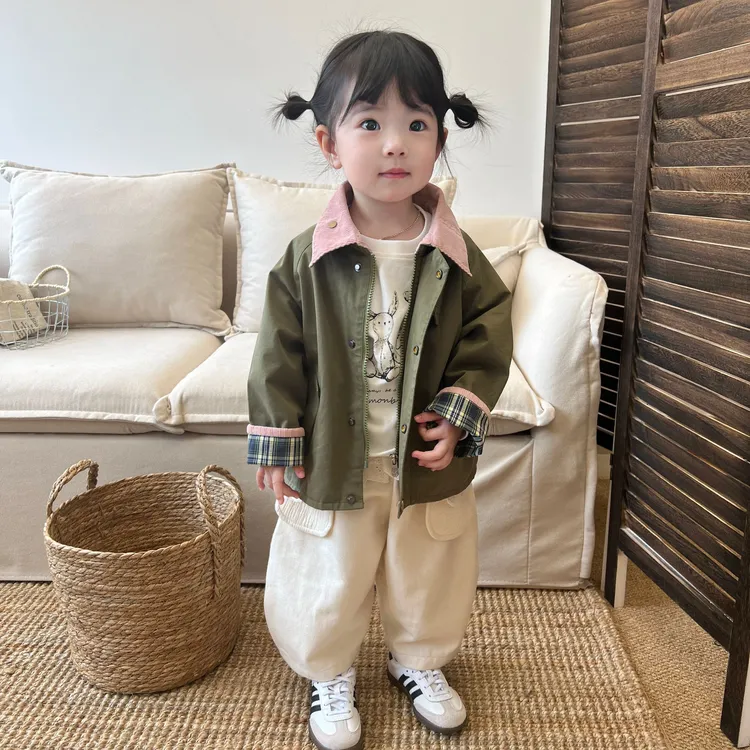 【鱼子酱】D2592WT撞色绗棉外套中小童女童童装