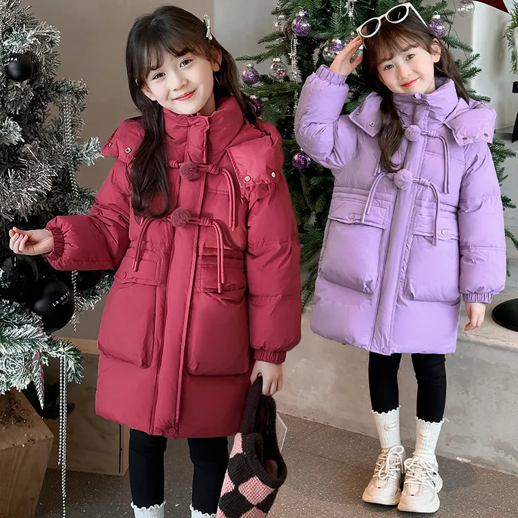 女童羽绒服中长款2025新款韩版洋气加厚儿童中大童冬装外套