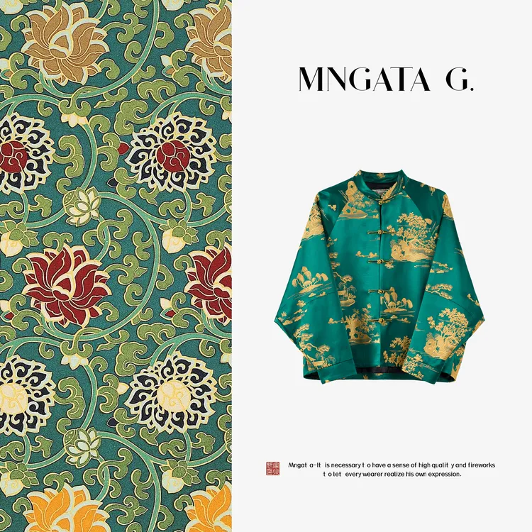 MNGATA G.宫小妍【掐丝翡翠】早秋醋酸新中式穿搭中国风外套5040967