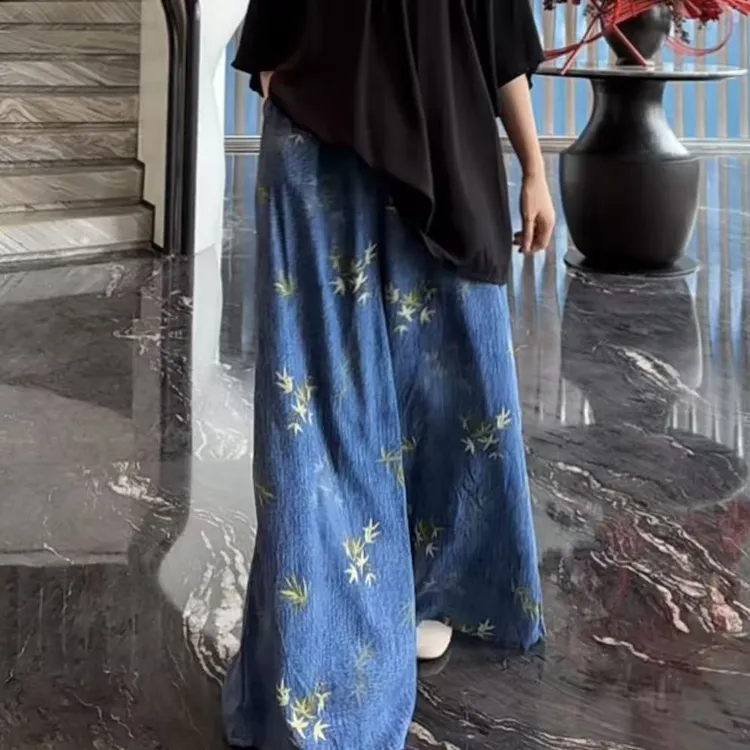 2025夏季棉绸女裙裤仙女裤户外森女裙衬大码阔腿裤显瘦气质长款