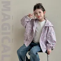 女童秋款外套2025春秋新款儿童撞色休闲时髦中大童连帽外套Q13965