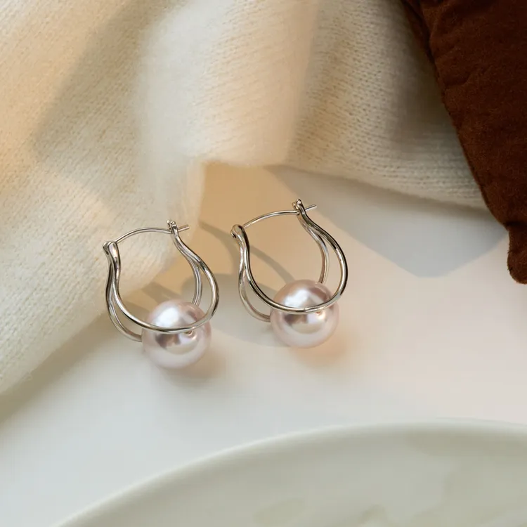 925银耳饰 法式曼塔玫瑰紫珠双圆夹珠耳扣气质轻奢百搭复古简约