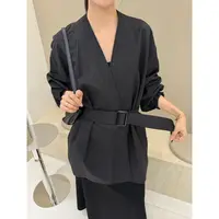 高级感V领风衣外套女2025秋新款配腰带中长款开衫上衣