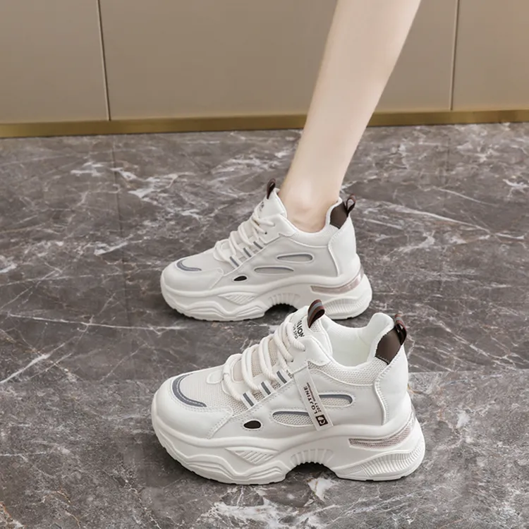 秋季新款运动潮流百搭9公分双网内增高旅游女鞋ins休闲鞋夏季厚底