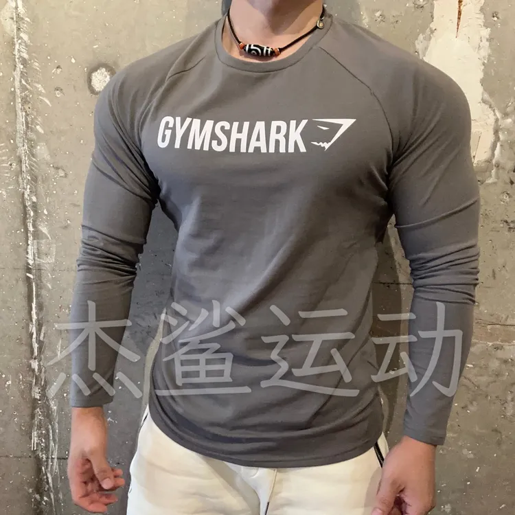 劲夫同款好穿GYM鲨鱼APOLLO男修身显大运动健身休闲弹性长袖P2