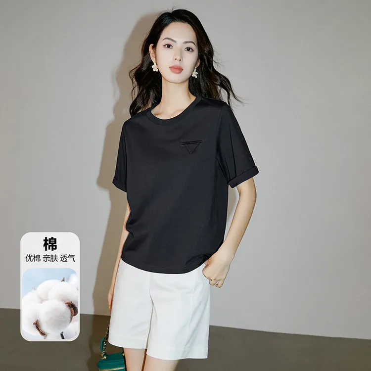 晚白【新品】2025短袖圆领T恤衫女24122602
