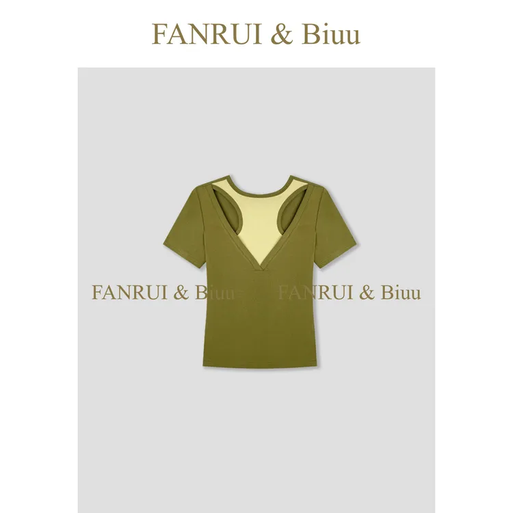 FANRUI/泛芮「双生」独特别致设计感韩版ins假两件短袖T恤潮B17203