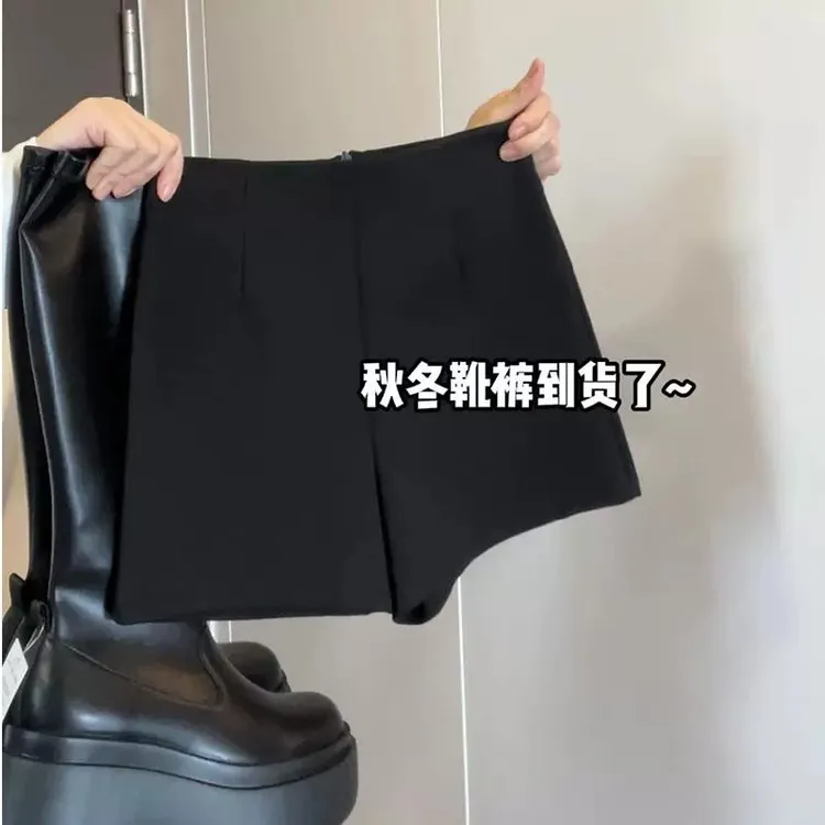 黑色短裤女2025新款秋冬西装小个子a字显瘦热裤外穿加绒高腰热裤