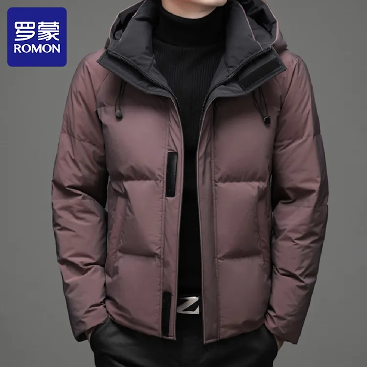 罗蒙冬季羽绒服男士加厚款保暖白鸭绒男装外套时尚带帽防风防寒服