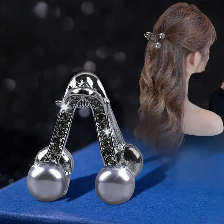 高级感V型小抓夹2026新款珠珠发卡气质优雅半扎短烫发发夹鲨鱼夹