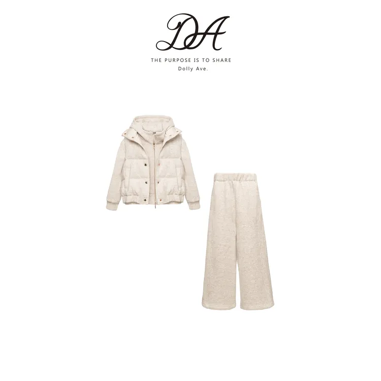 Dolly Ave「黑标系列」轻奢羊毛混纺一体绒时尚百搭女童冬季套装