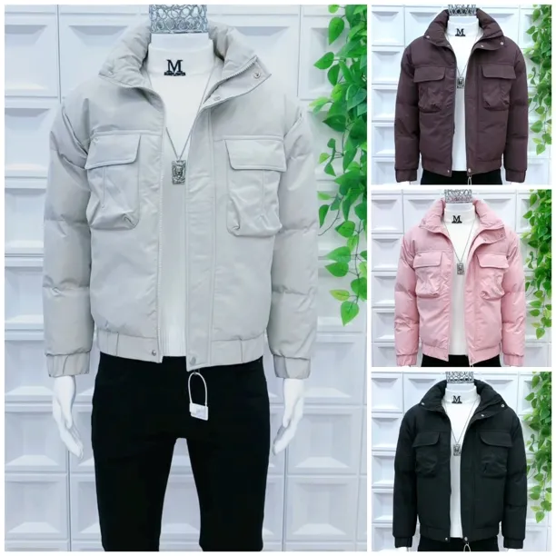 冬季潮流时尚新款男士修身立领工装款棉服外套休闲百搭棉服