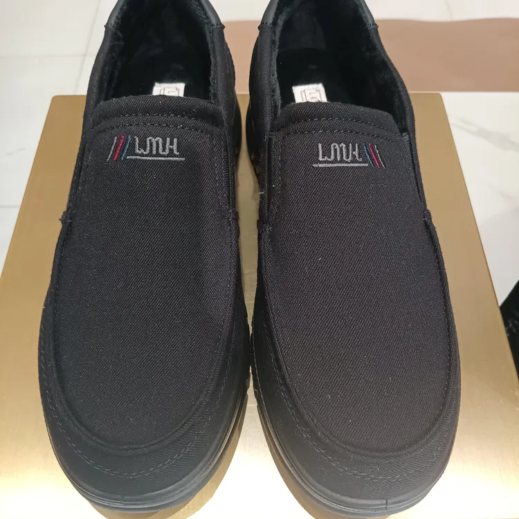 老美华冬季男款素面一脚蹬布棉鞋434101025