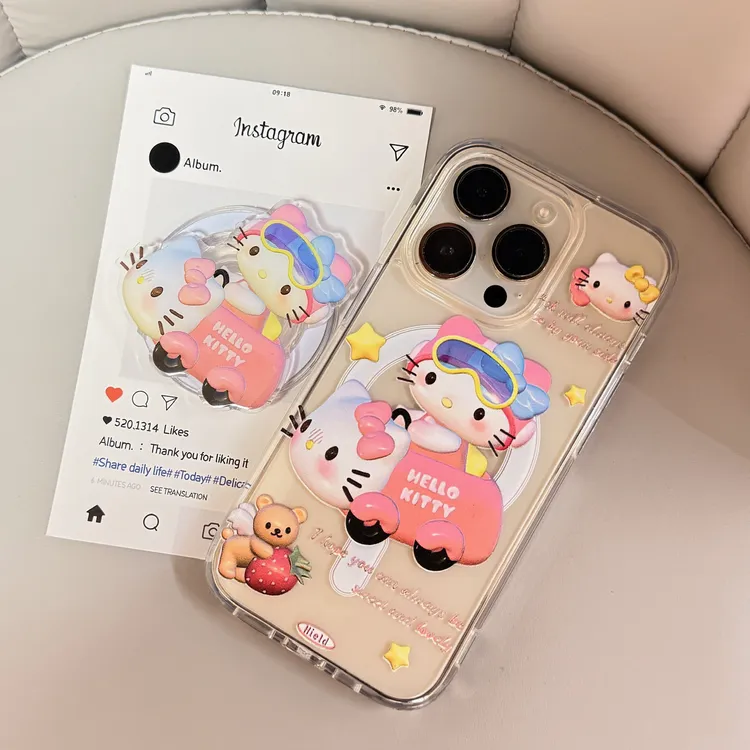 甜美凯蒂猫磁吸壳适用于苹果16promax/15/14/13/新款卡通12/11