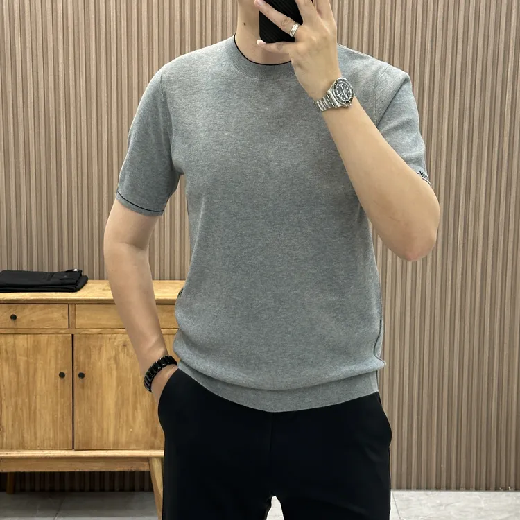 【高端轻奢】秋季修身百搭打底衫休闲简约轻奢舒适圆领针织短袖615