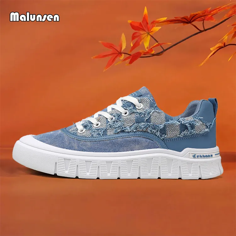 MALUNSEN玛伦森做旧帆布鞋男时尚休闲百搭复古布鞋透气防臭低帮鞋