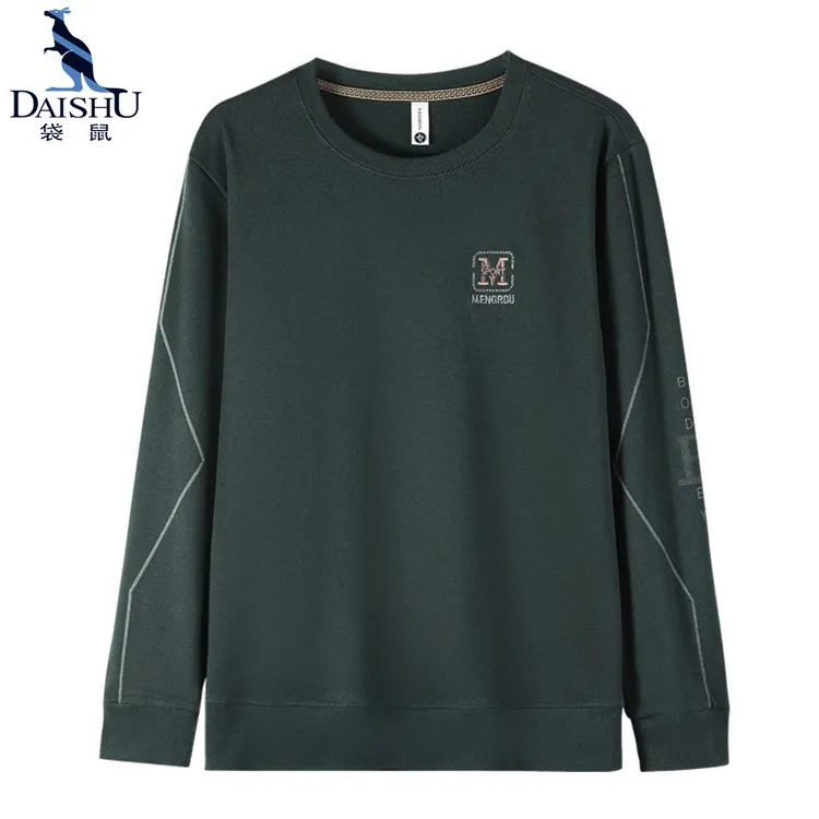 袋鼠【刺绣款】德绒卫衣双面长袖秋冬季潮休闲男圆领外套保暖打底