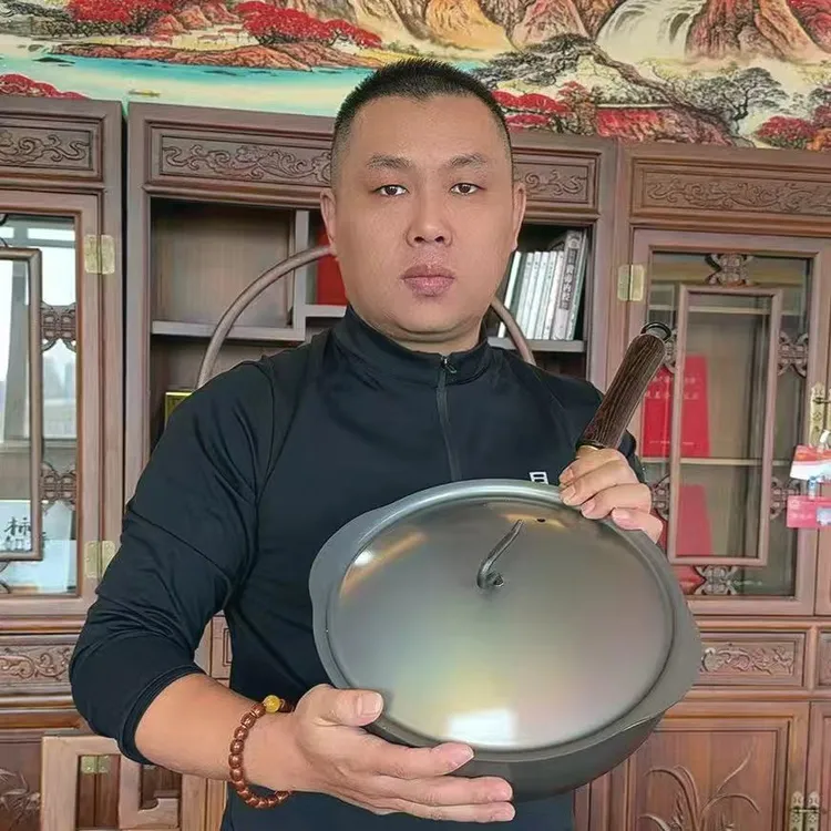 【纯钛手工热锻大肚元宝锅】手工热锻纯钛元宝锅炒锅炖锅零涂层