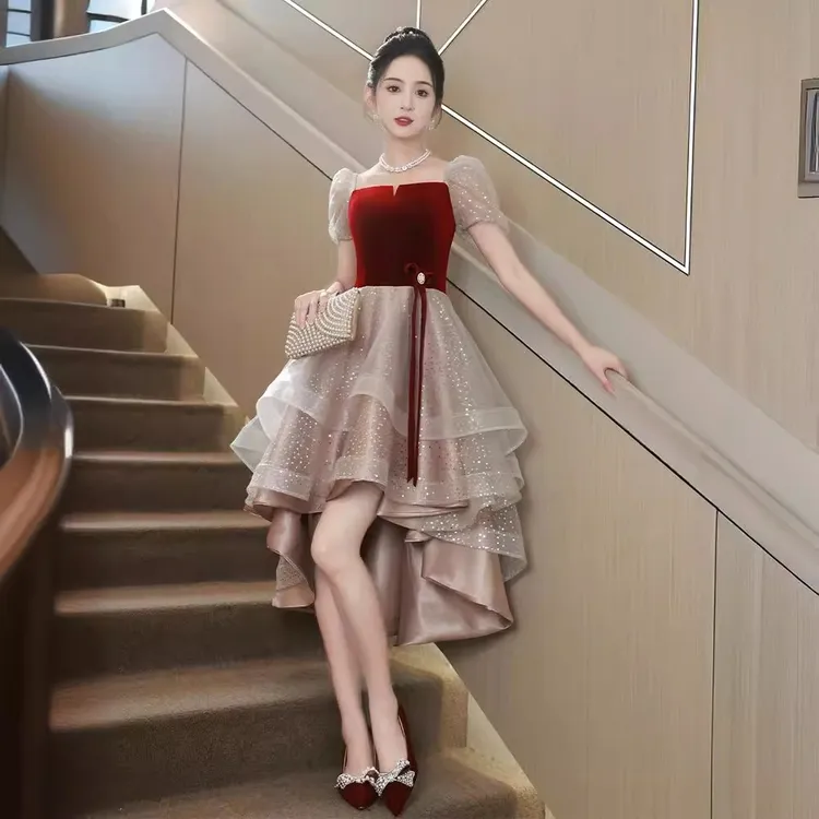 新娘结婚敬酒服2025新款小个子订婚婚礼服轻奢高级感宴会连衣裙女
