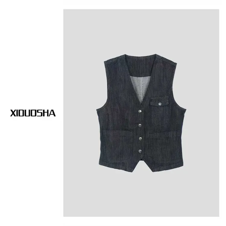 XIDUOSHA/喜朵莎极简老钱风显瘦气质高雅牛仔马甲 XDS1599