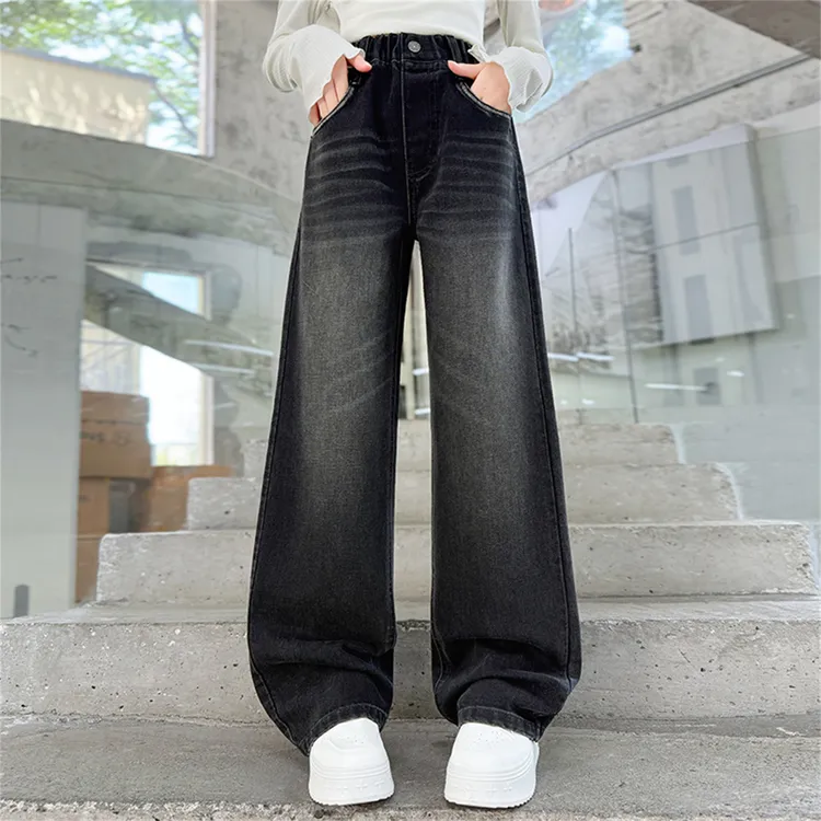 女童牛仔裤秋装2025新款中大童直筒休闲裤6-12岁洋气儿童百搭长裤