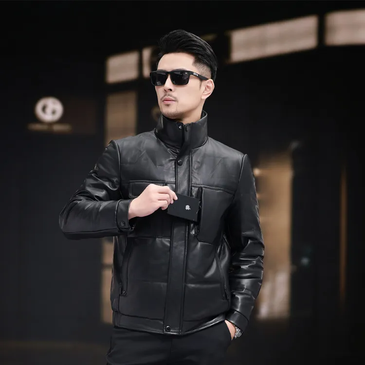 品质新款冬季真皮皮衣男士绵羊皮短款皮夹克宽松时尚青年外套潮