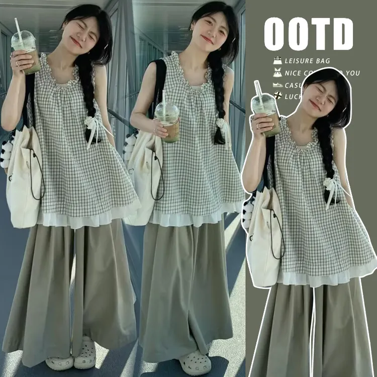 孕妇装夏装潮款搭配一整套ins风日系甜美高级感气质孕妇套装夏款