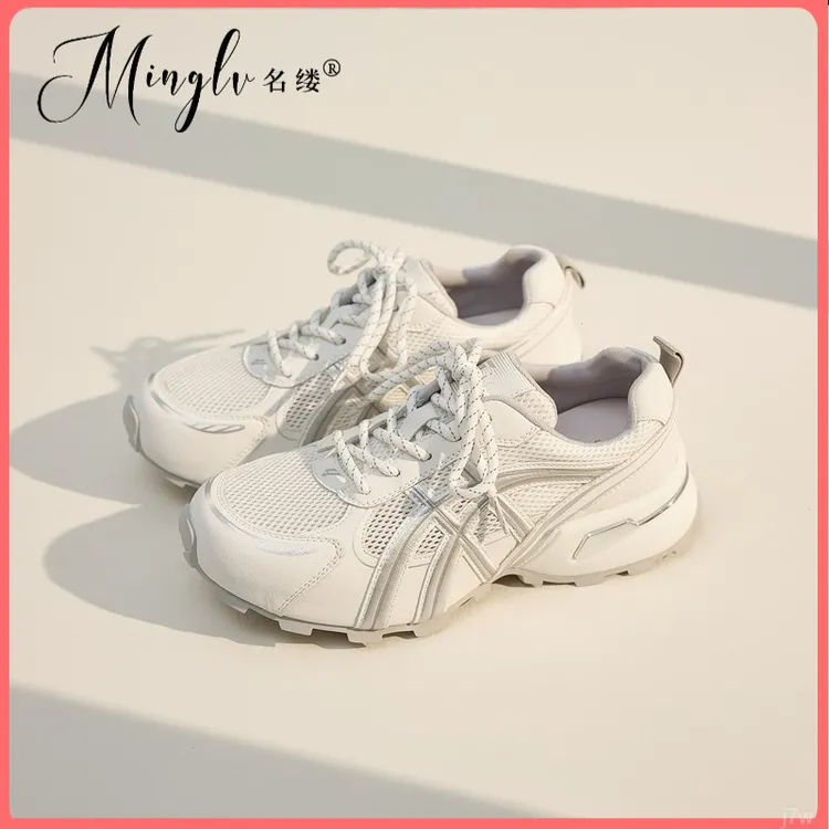 厚底老爹鞋网面女款2025夏季新款爆款薄款轻便休闲增高阿甘运动鞋