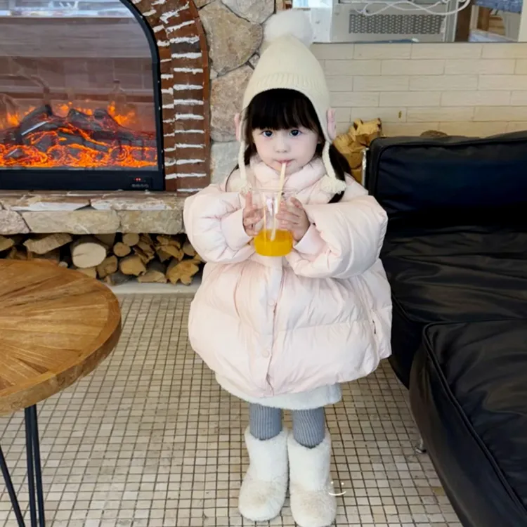 韩国童装女童羽绒服2025冬季设计感小众时尚洋气女宝宝白鸭绒外套