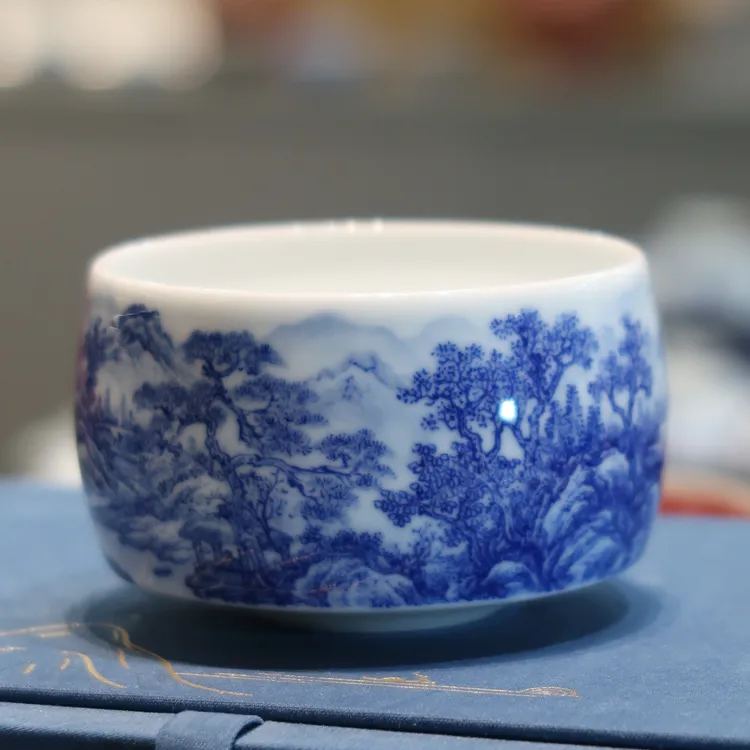 【泓璟】九段烧九段妙手春景山水禅定杯高5cm口径7cm 150cc