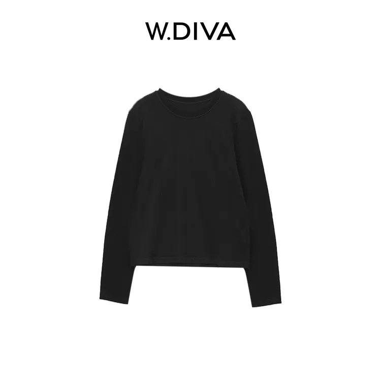 W.Diva【笑意】春季时尚简约柔软舒适透气百搭圆领针织衫3Z3016948