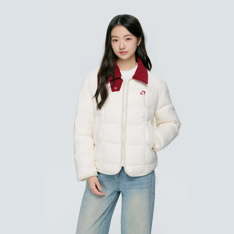 KSXN撞色翻领羽绒服女冬季保暖设计感休闲百搭上衣