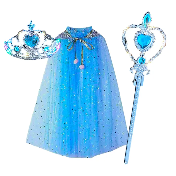 艾莎披风套装万圣节圣诞演出表演服女孩子发光新年玩具送女孩礼物