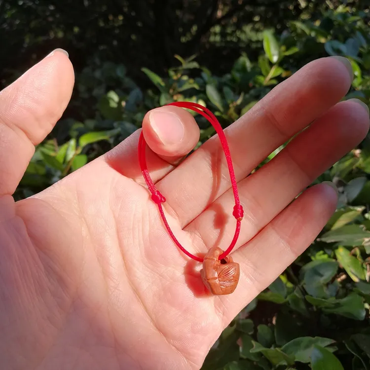 第039款式竹节桃篮野生桃核手工雕刻桃篮系列