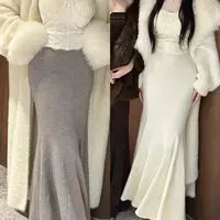 LHMknk1画报夫人原创自制高级温柔针织超大鱼尾裙摆半身裙