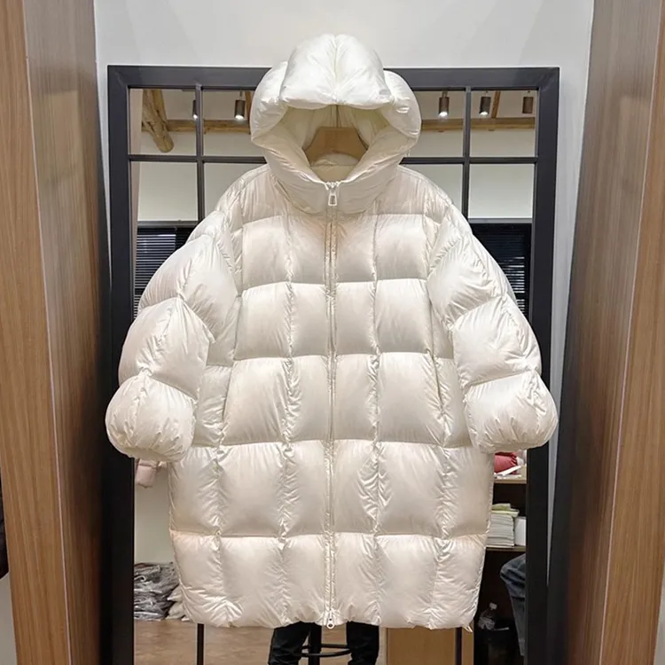 韩版花苞帽连帽大被子棉服女长款2025冬季新款宽松过膝保暖外套