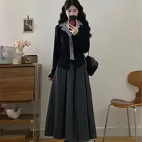 胖颖专属大码秋季新款胖mm假两件翻领两件套2001