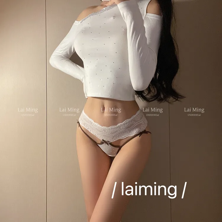 【LM】新款纯欲薄款舒适性感透气法式蕾丝内裤透明镂空蝴蝶结三角裤