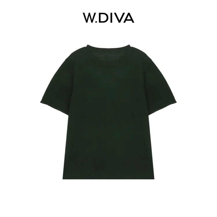 W.Diva【松雾】全羊毛针织T恤云朵感简约圆领短袖松弛感女53Z282760