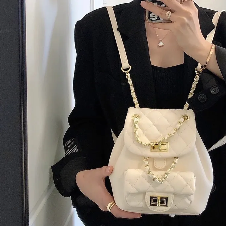 小背包女2025韩版新款迷你小香风菱格链条包复古休闲百搭双肩包潮