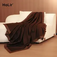 【双十二专享】设计师款时尚百搭休闲咖色山羊绒毯子0954