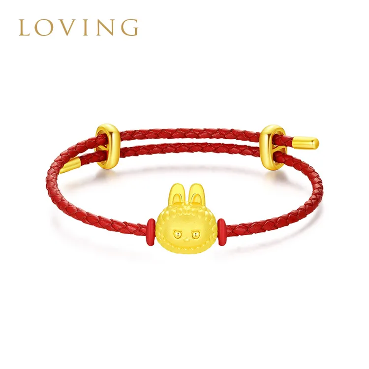 LOVING黄金拉布布手绳足金999布布兔手链Labubu送女友生日礼物